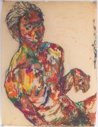 Self Portrait I, 1979, Oil pastel and graphite on vellum