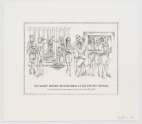 The Undiscovered Amerindians:&nbsp;&quot;Oh Please!&quot; Begged the Gentleman at the Whitney Biennial, 2012, Intaglio, engraving, and drypoint etching on paper,&nbsp;21h x 18.3w in (53.3h x 46.5w cm)