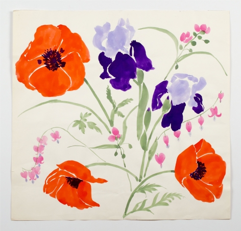 Iris and Poppies, from the &quot;Florals&quot; series, c. 1984, Watercolor on paper