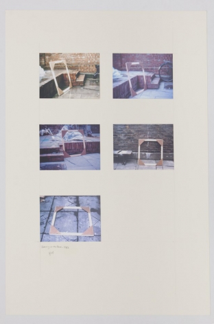 Drawing on the Wall and Floor, Using Charcoal, 1982, Photographs and pencil on mounting board