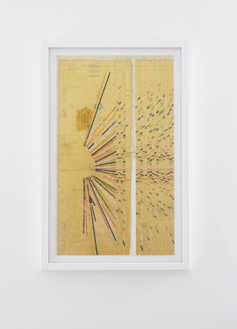 quipu after Edouard Glissant, 2019, Pattern paper, wax, and gold leaf on paper